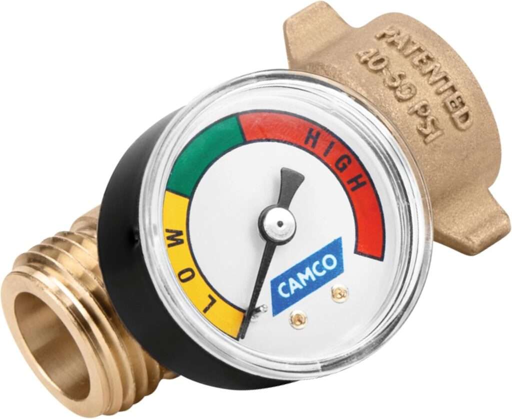 Camco Brass Water Pressure Regulator with Gauge