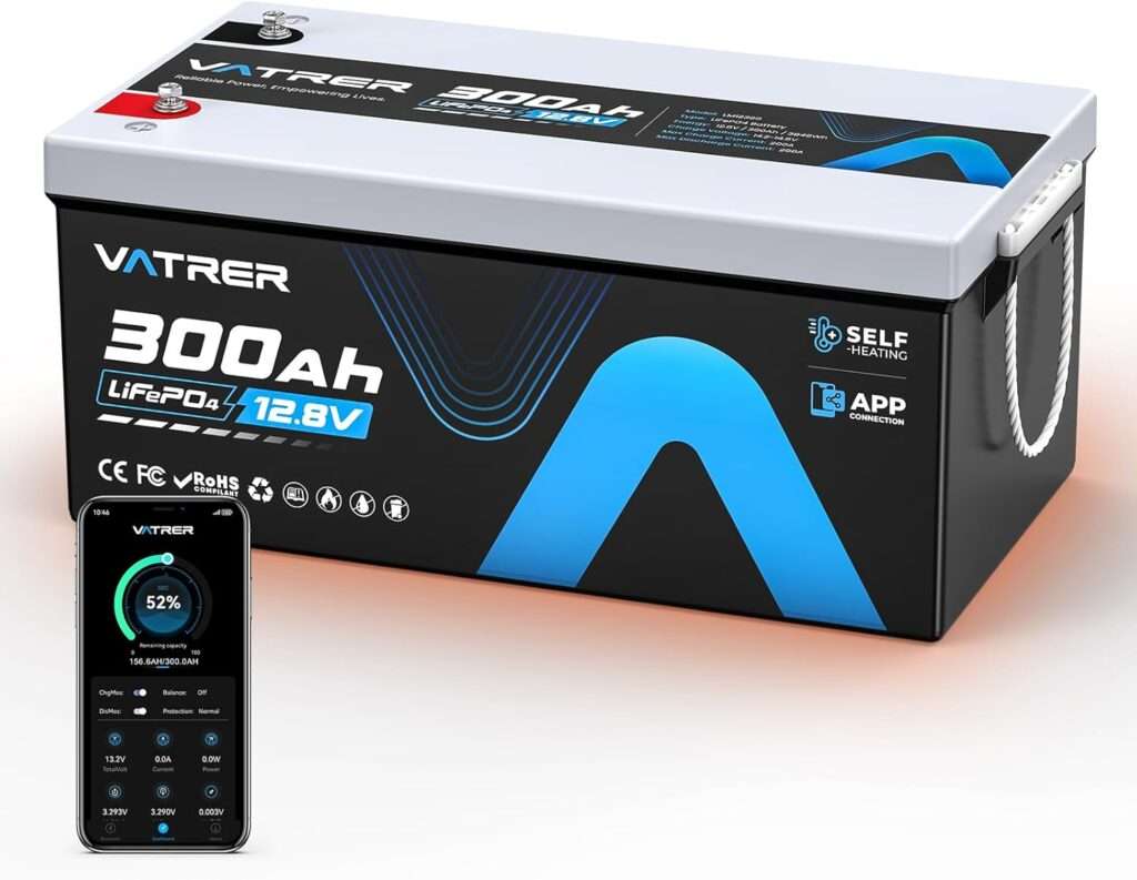 Vatrer 12.8V 300Ah Self-Heating LiFePO4 Lithium Battery
