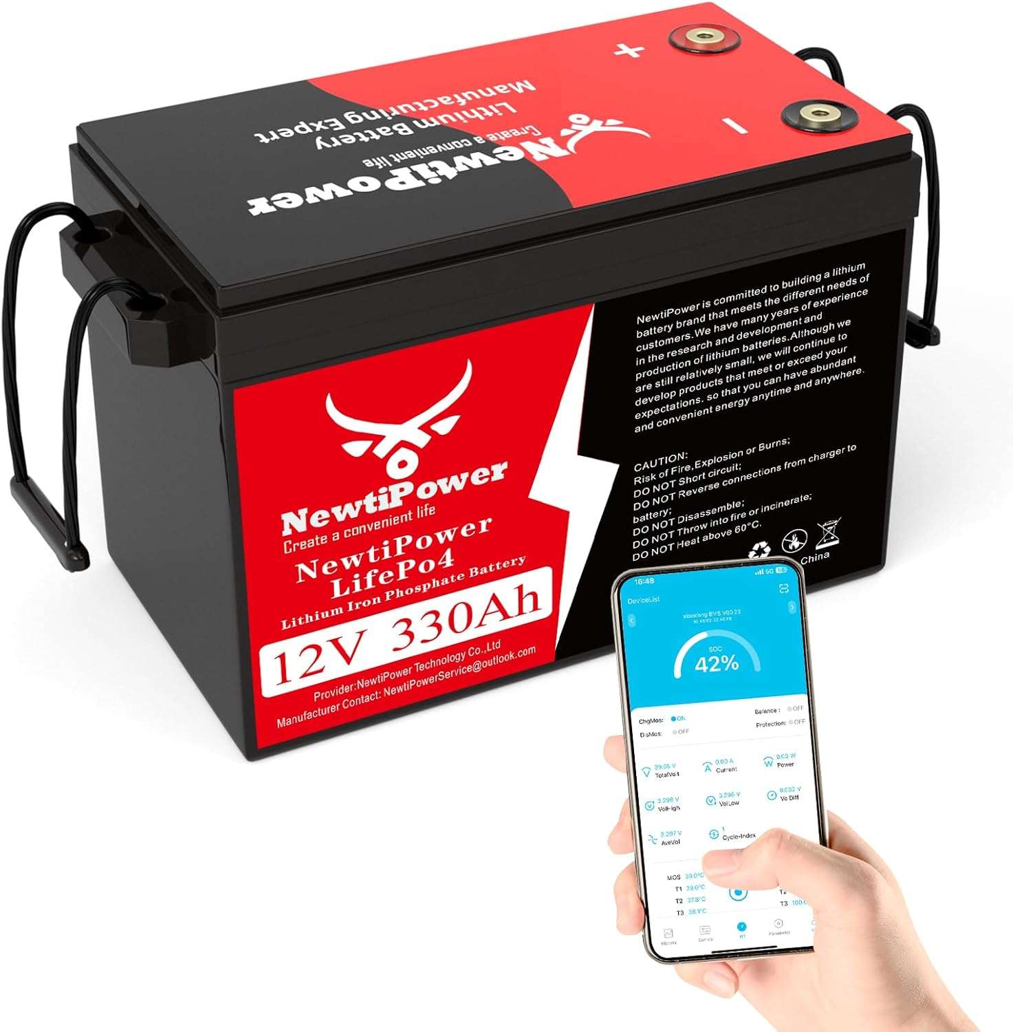 NewtiPower 12V 330Ah Small-Volume LiFePO4 Lithium Battery